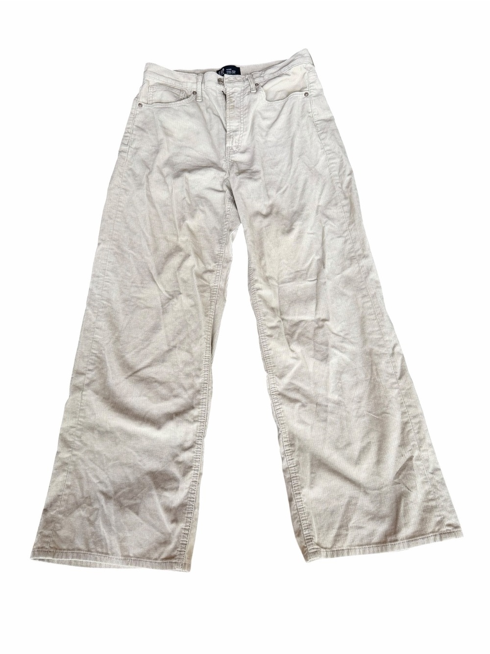 NWOT GAP 100% Cotton Cream High Rise Wide-Leg Corduroy Pants
